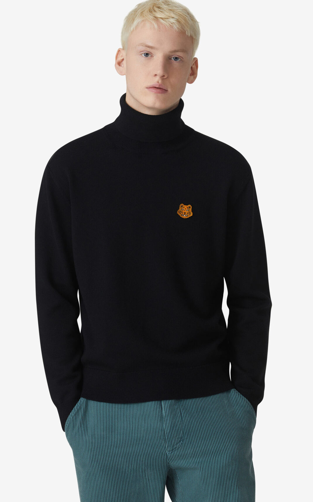 Kenzo 虎 Crest roll neck セーター メンズ 黒 - TLVJIQ685